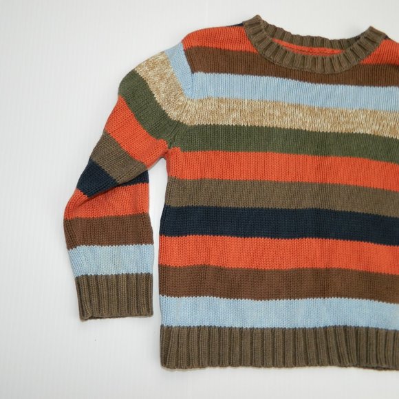 GAP Boys 2T Striped Sweater Orange Brown Blue - Picture 5 of 7